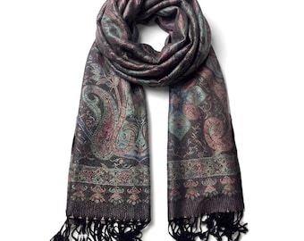 Paisley Print Pashmina Scarf | Elegant Bohemian Shawl | Tribal Style Head Wrap | Versatile Festival Accessory | Unique Gift for Her