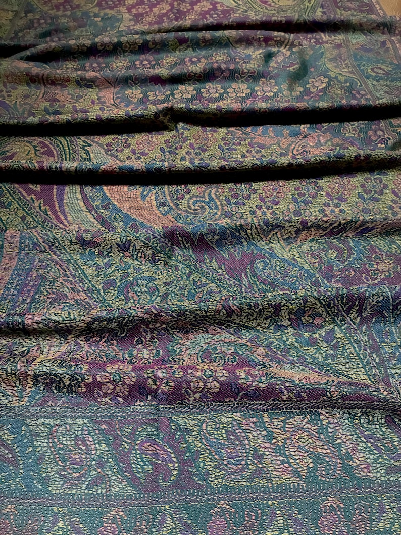 Green/Deep Aubergine pashmina Scarf gift idea shawl festival scarf green woman scarf scarves1938 Rave scarf hippie scarf bohemian scarf warm image 5