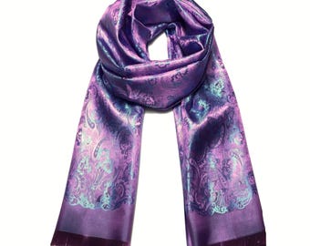 Antique pink/Lavender silk scarf Gift for her shawl festival scarf Bridesmaid scarf flowers scarf Purple silk scarf bohemian Silk scarf