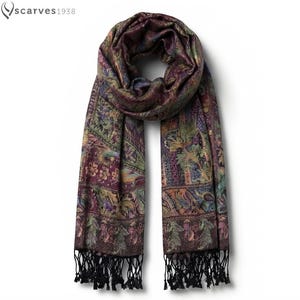 Bufanda de pashmina floral / Chal bohemio colorido / Pañuelo hippie para la cabeza / Accesorio para festivales y raves / Regalo para mamá / Regalo único de estilo bohemio