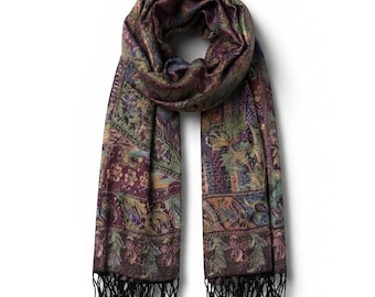 Floral Pashmina Scarf | Colorful Bohemian Shawl | Hippie Head Wrap | Festival Rave Accessory | Gift for Mom | Unique Boho Style Gift
