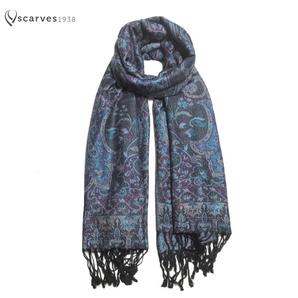Black/purple/blue Pashmina Scarf flower festival pashmina shawl hippie Shawls Women wedding Stole Mothers Day Gift Bohemian Gift for her