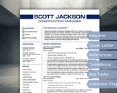 Construction Resume Template: Project Manager, Modern CV (Word & Pages)
