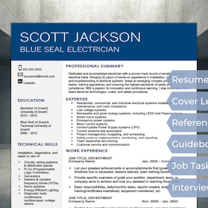 Mall för CV för elektriker: Personligt brev, referenser (Word och Pages)