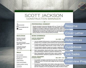 Construction Resume Combo - Trade Worker Resume - Professional Project Manager CV - Carpenter Apprentice Resume - Word and Pages Format