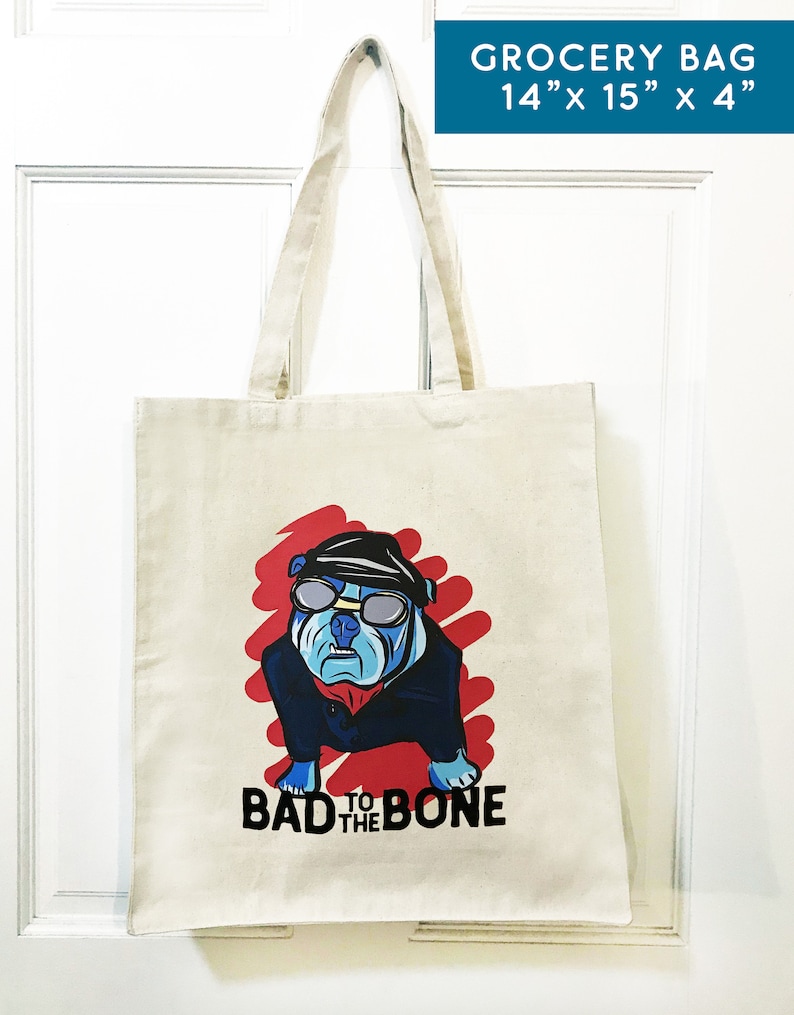 Dog Owner Bull Dog Illustration Canvas Tote Bag Pet Portrait Gift for Dog Lover
