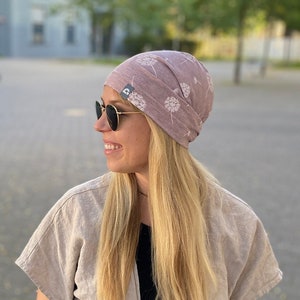 Chemo Mütze Beanie Damen Jersey doppellagig bequem handmade Bild 2