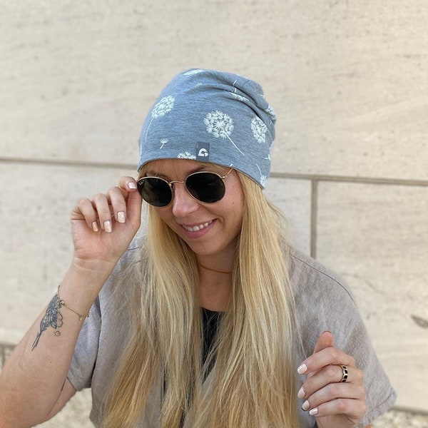 Reversible beanie women double-layered uni melange several colors cotton blend chemo hair replacement Ökotex pollutant-free handmade active