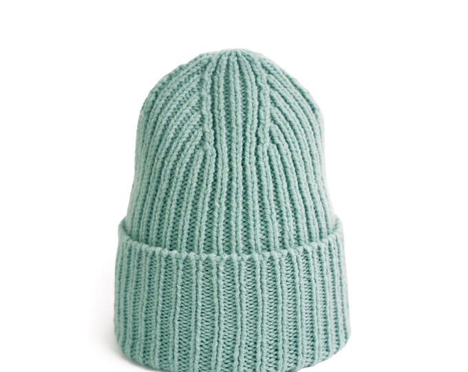 unisex knitted hat 100% wool with wide cuff made in Europe