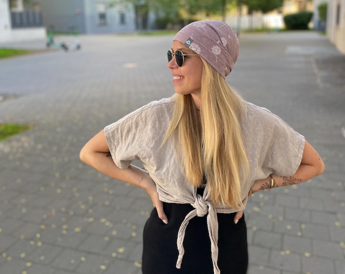 Summer beanie super light several colors cotton blend melange skin-friendly women pollutant-free leisure sports chemo handmade
