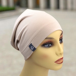 Bambus leichte einlagige bequeme Mütze Beanie Frühjahr/Sommer handmade Chemo beige