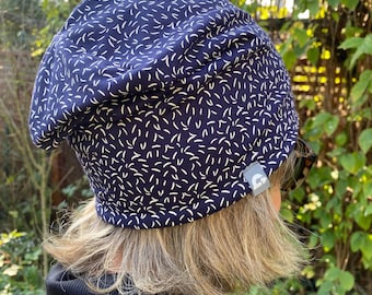 Reversible beanie women double-layered uni melange several colors cotton blend chemo hair replacement Ökotex pollutant-free handmade active
