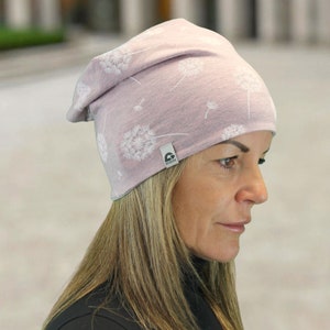 Reversible beanie women double-layered uni melange several colors cotton blend chemo hair replacement Ökotex pollutant-free handmade active