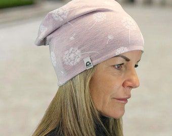 Reversible beanie women double-layered uni melange several colors cotton blend chemo hair replacement Ökotex pollutant-free handmade active