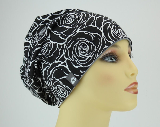 Reversible beanie women double-layered uni melange several colors cotton blend chemo hair replacement Ökotex pollutant-free handmade active