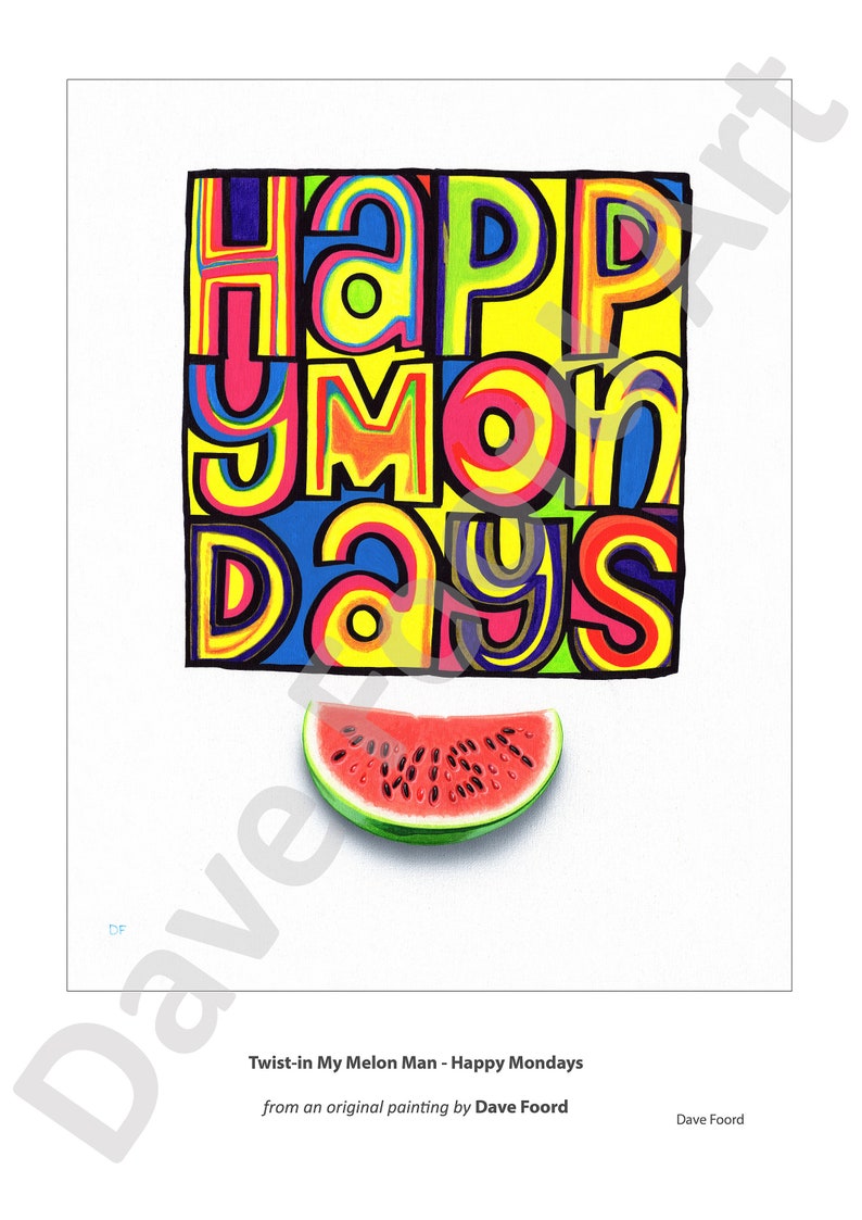 Happy Mondays Twistin My Melon man A3 Art Print Etsy