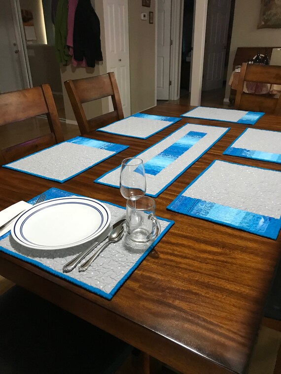 Reversible Quilted Placemats and Table Runner Etsy