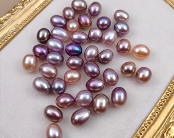 Perlas ovaladas de agua dulce de alto brillo de 8-9 mm para la fabricación de joyas.