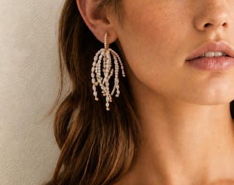 Pendientes colgantes barrocos de perlas hechos a mano, joyería chapada en oro de 18 quilates