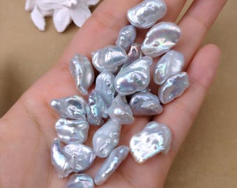 Perlas barrocas iridiscentes de agua dulce azul – Perlas sueltas en forma de pepita de 10–15 mm para la fabricación de joyas.