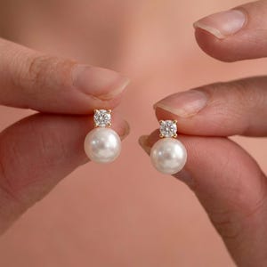 Prinses Diana-pareloorbellen, natuurlijke zoetwaterparel, 925 sterlingzilver, CZ bruidsstekers