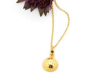 Gold Vermeil Dotty Gemstone Necklace with Garnet