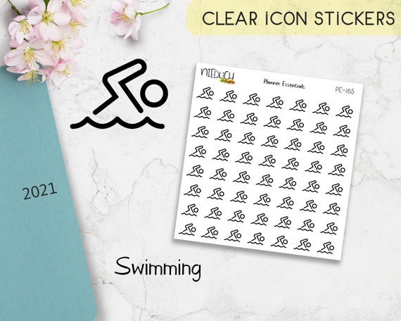 Sport Icon Stickers Swimming Stickers Planner Stickers Planner Essentials Calendar Sticker Small Transparent Metallic Foiled