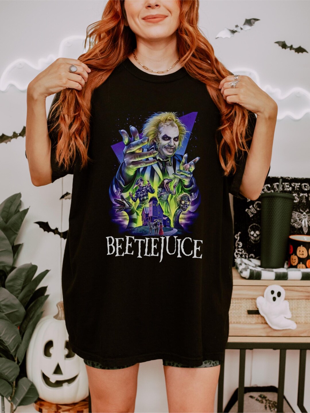 Beetlejuice Comfort Color Graphic Tee, Beetlejuice Horror Movie Shirt ...