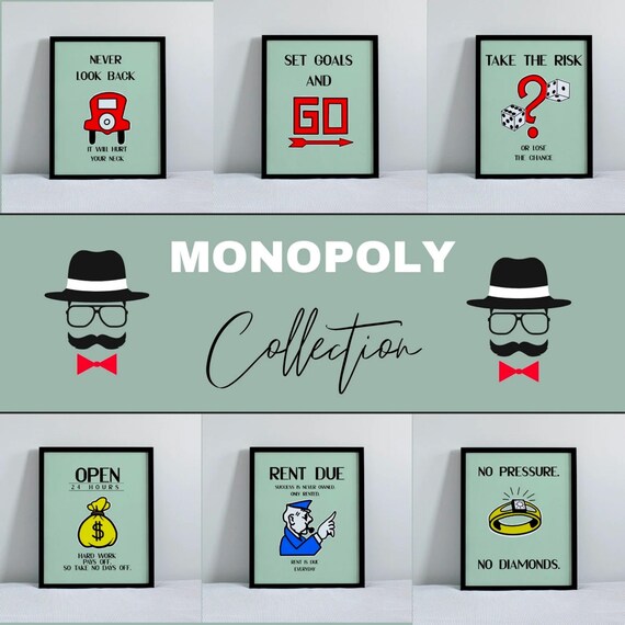 Monopoly Posters / Motivational Prints / Set of 6 / Board Game Etsy