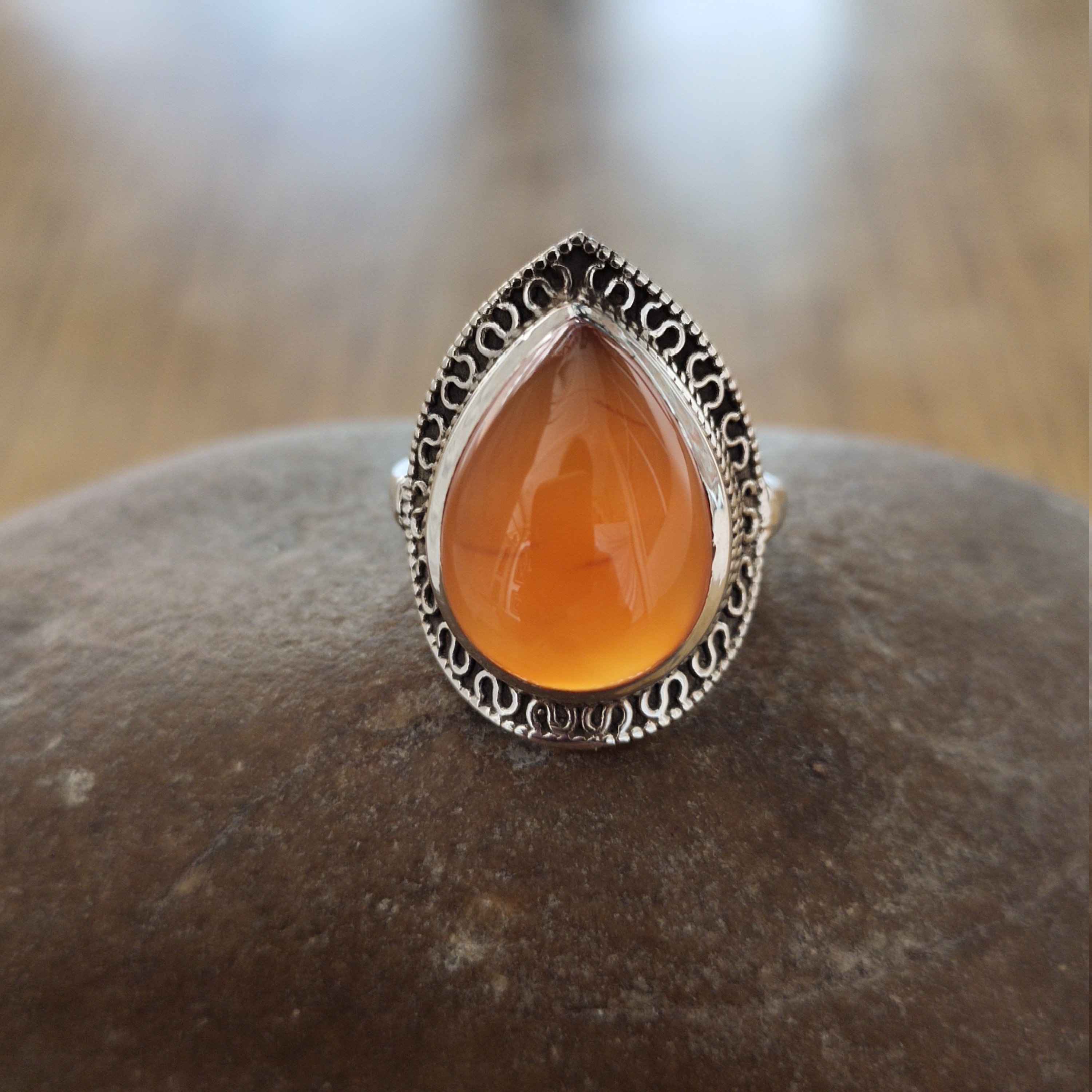 Beautiful Carnelian Stone Ring 925 Sterling Silver Statement - Etsy