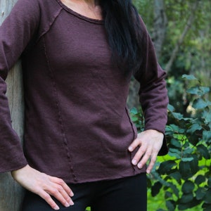 Organic cotton - hemp, Urban-wide neck top/sweater, women fleece, nomadic / yoga / boho / ethnic