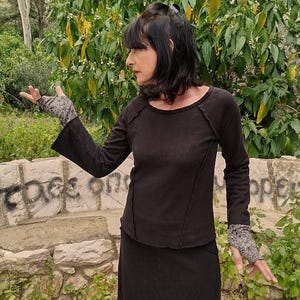 Bio-Baumwolle - Hanf, Urban-Weihals Top/Pulli, Frauen Fleece, Nomaden / Yoga / Boho / Ethno