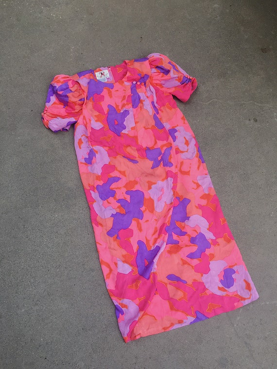 Vintage 80s floral puff sleeve dress