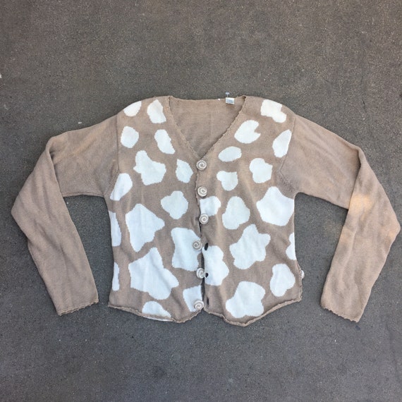Vintage cow print knitted cardigan