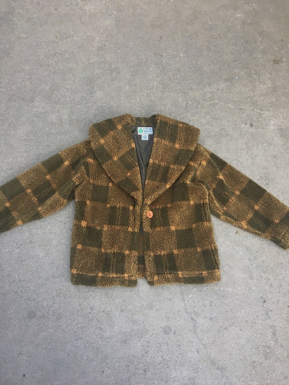 Vintage plaid teddy coat