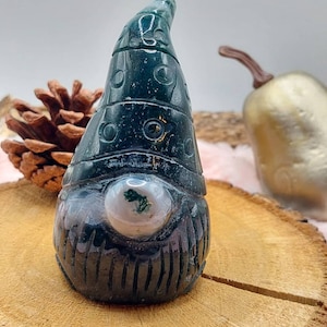 Niedlicher Moosachat Kristall Wichtel Zwerg Gnom - druzy moss agate crystal carving dwarf gnome troll Figur