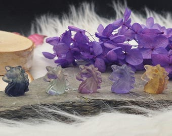 Fairytale mini fluorite crystal unicorn - miniature fluorite crystal unicorn carving