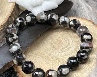 Orca Agate Bracelet - Crystal Gemstone Natural Stone Beads 10 mm