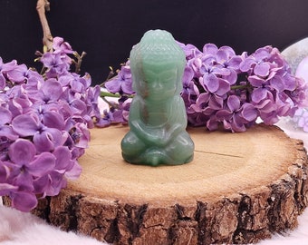 Statue de bouddha en aventurine verte, figure en cristal de pierre précieuse, sculpture en cristal de bouddha en aventurine verte