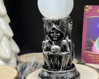 Wicca sphere holder &quot;Triple Goddess&quot; - silver black - triple goddess sphere stand - mother maiden crone - witch altar