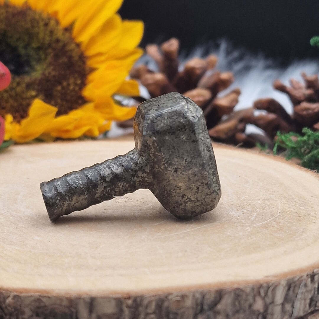 Thor's Hammer Made of Pyrite Mjölnir Thunder God Thor Etsy