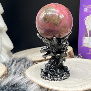 Support de boule de cristal fantastique en forme de dragon argenté et noir - Support de boule de cristal fantastique en forme de dragon
