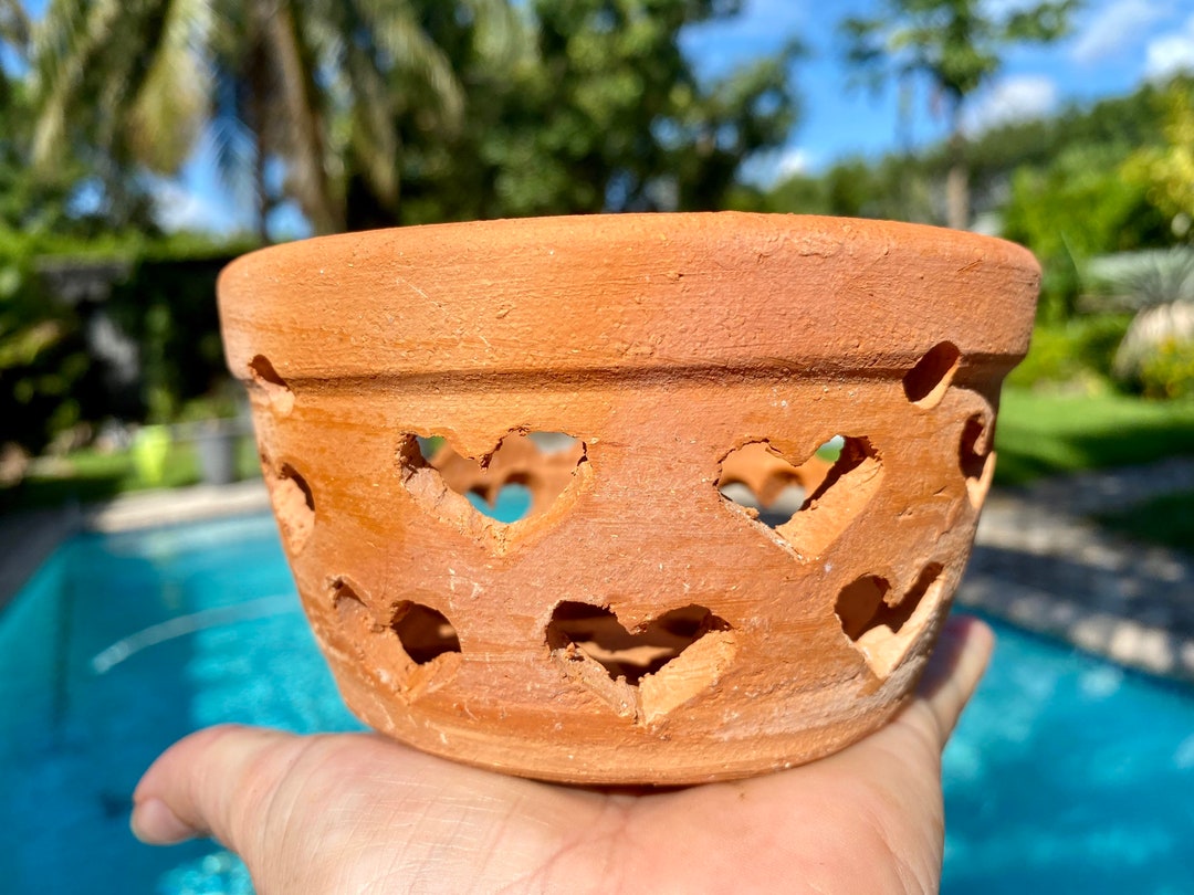 Orchid Clay Pot With Heart Holes No Hanger. Etsy