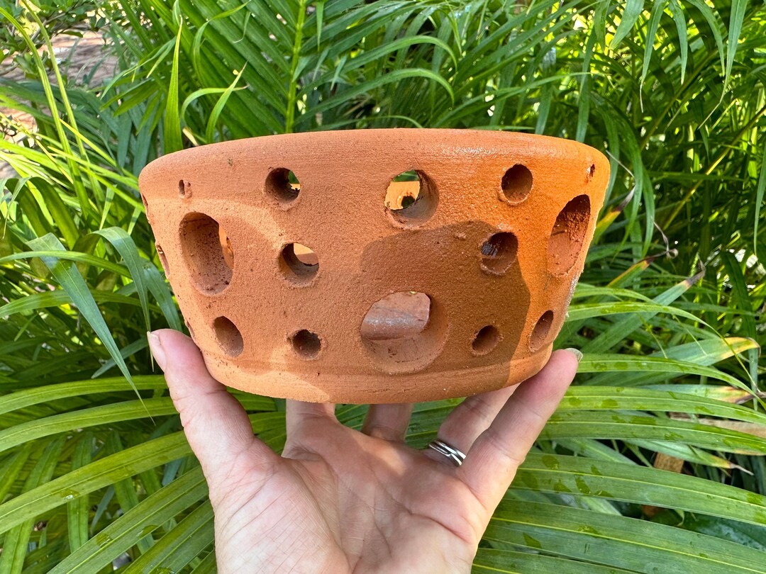 Orchid Clay Pot With Large and Small Holes, No Hanger. Handmade. 4 Etsy