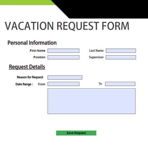 PTO Vacation request form. Editable PDF Form | Vacation Request Form | Time Off request