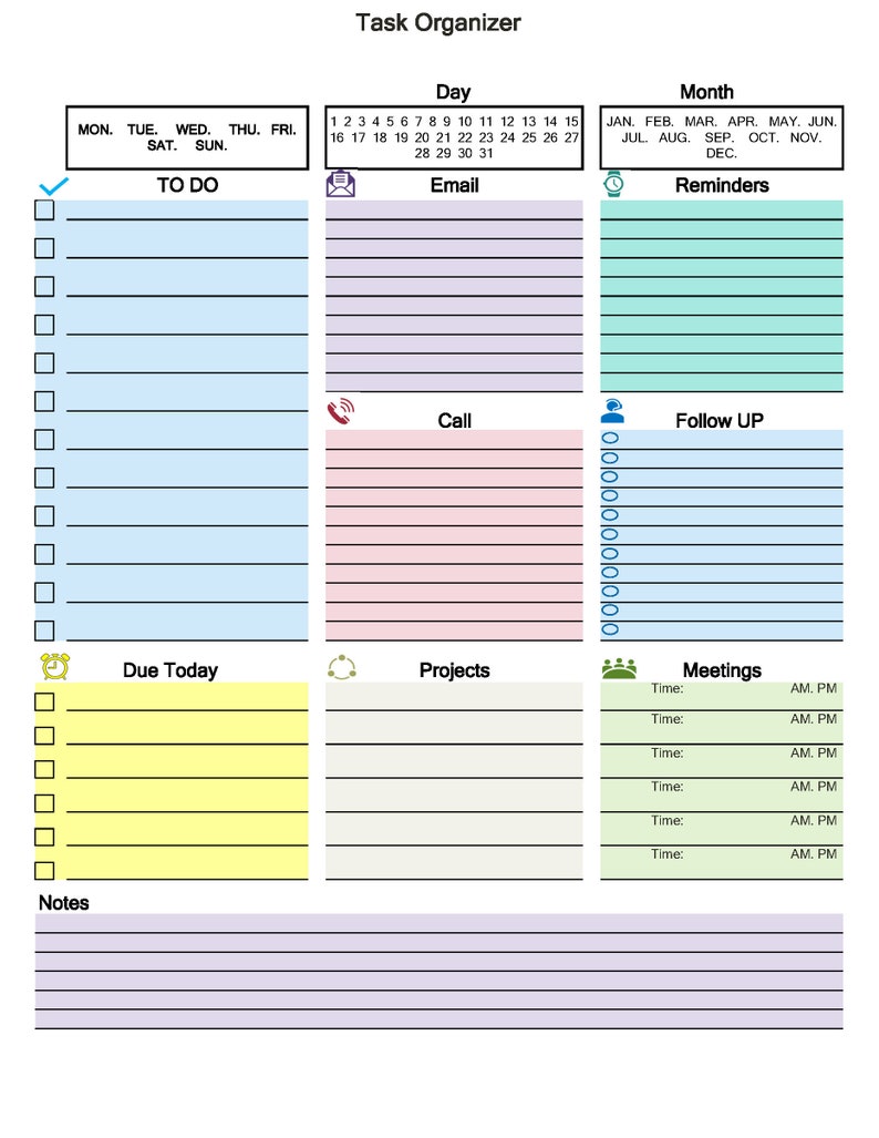 DAILY TASK PLANNER | Workday Organizer | Planner | Task Planner - Etsy