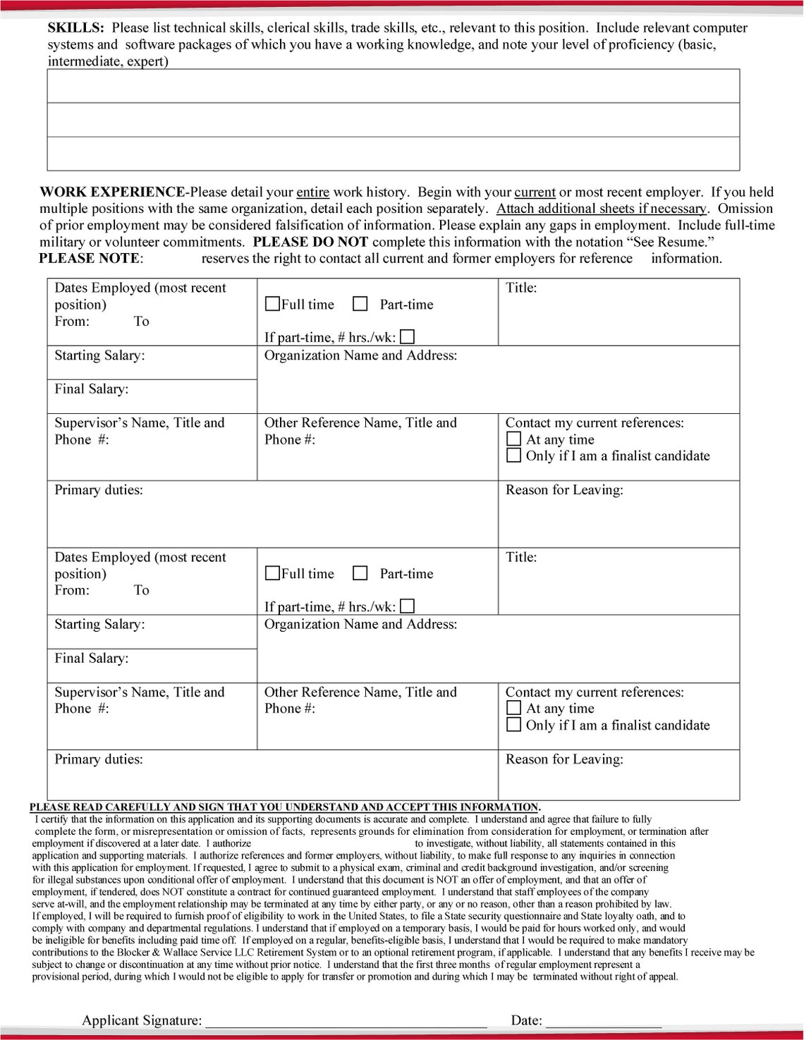 Application for Employment, PDF Form & Printable PDF With Editable ...
