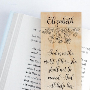 Psalm 46:5 Personalized Wood Bookmark  Christian Gifts for Women Unique Gift Idea Bible Study Gift Scripture Print Journaling