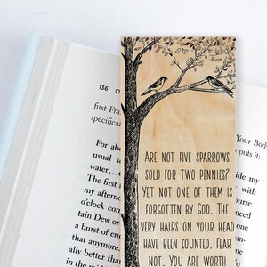 Luke 12 Wood Bookmark / Sparrows Bookmark / Christian Gift Ideas / Stocking Stuffer / Unique GIft Ideas / Bible Study / Bible Journaling