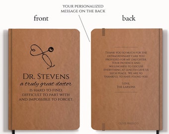 Thank You Gift for Doctor Custom Journal with Personalized Message on Back Medical Family doctor Unique Handcrafted physician gift